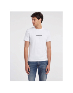 T-shirt slim fit logo brodé blanc homme - Guess