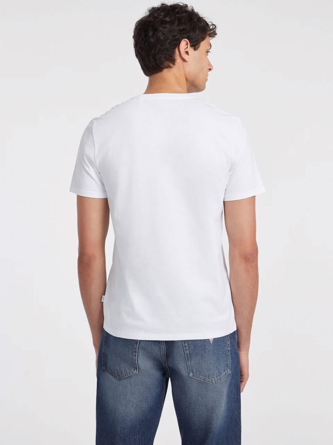 T-shirt slim fit logo brodé blanc homme - Guess