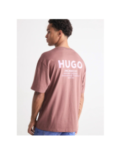 T-shirt logo nalono à imprimé marron homme - Hugo