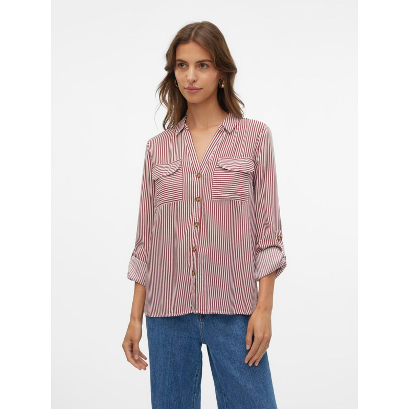 Chemise rayée bumpy bordeaux femme - Vero Moda