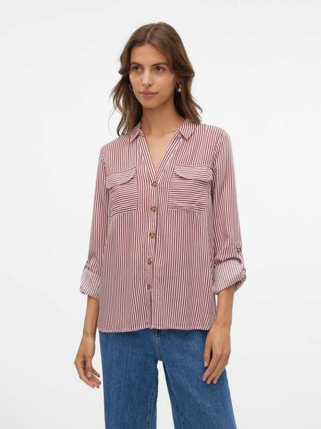 Chemise rayée bumpy bordeaux femme - Vero Moda