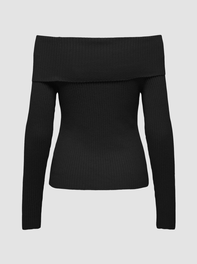 Pull épaules dénudées côtelé katia noir femme - Only