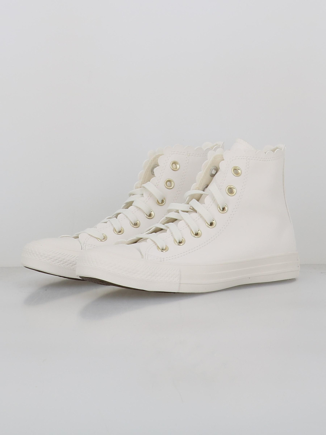 Converse montantes simili cuir vintage blanc femme