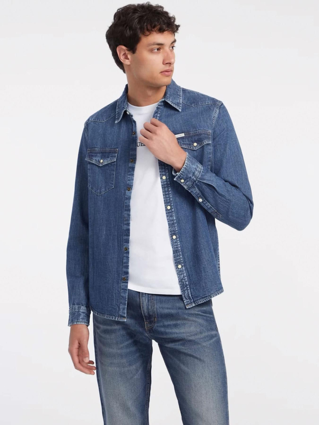 Chemise en jean slim denim bleu homme - Guess