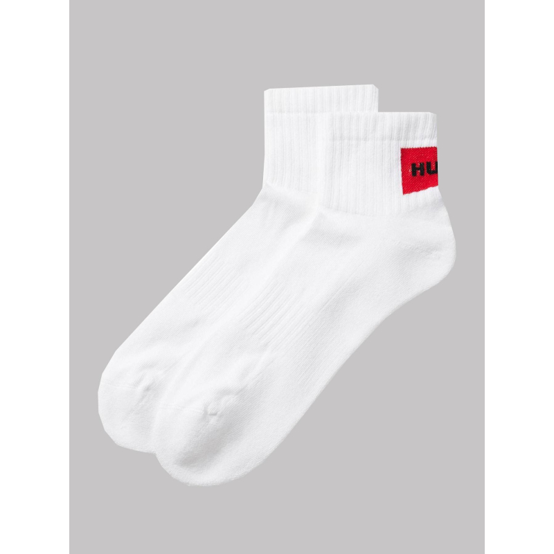 Pack 2 paires de chaussettes rib label blanc homme - Hugo