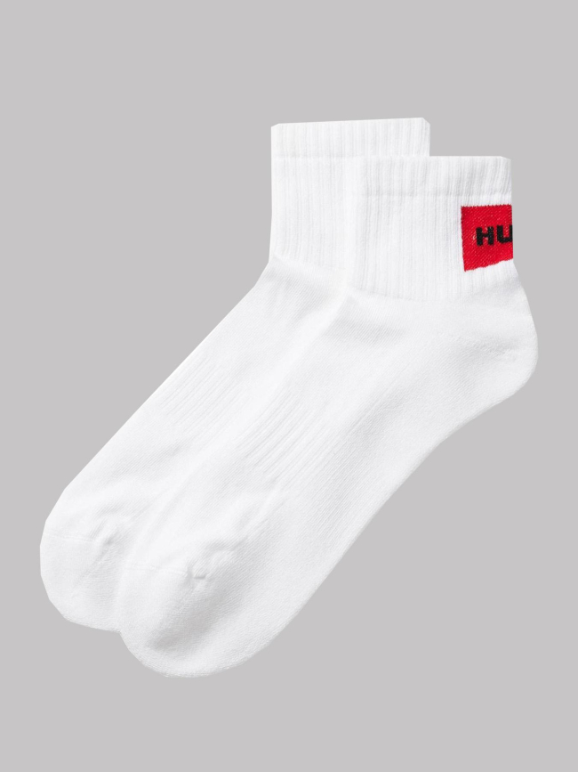 Pack 2 paires de chaussettes rib label blanc homme - Hugo