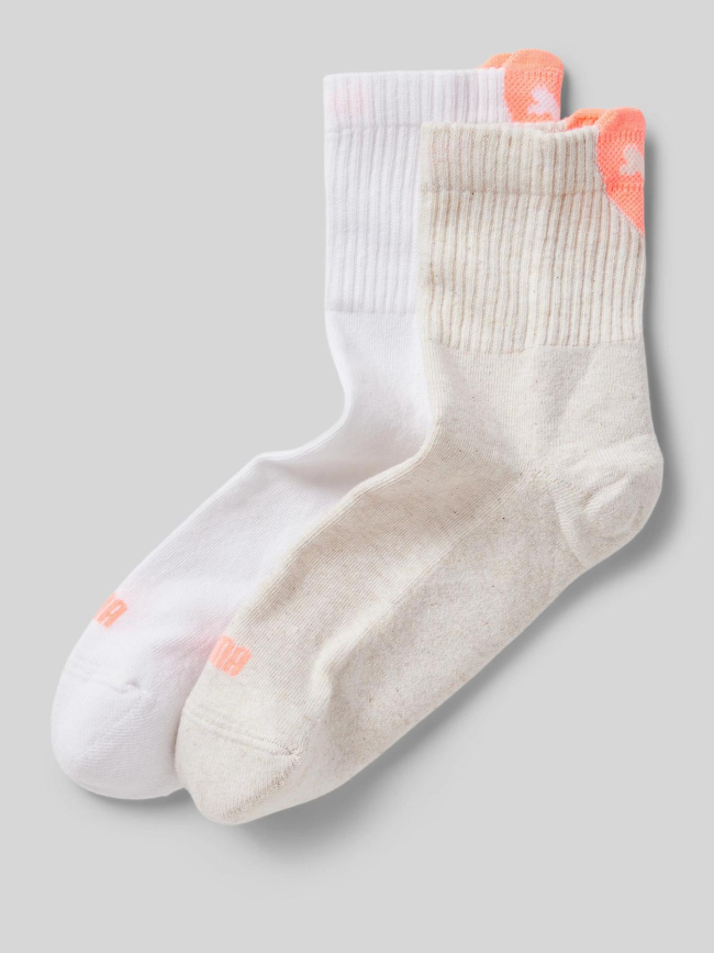 Pack de 2 paires de chaussettes cœur blanc beige femme - Puma