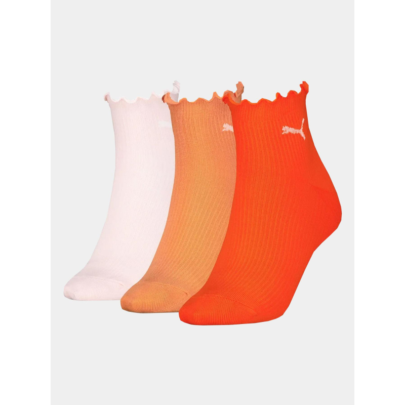 Pack 3 paires de chaussette quarter ruffle orange femme - Puma