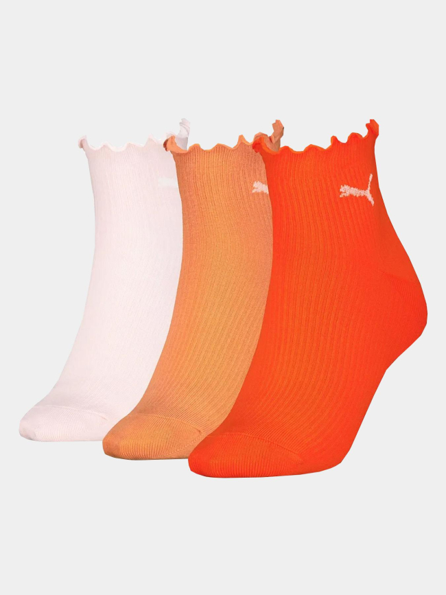 Pack 3 paires de chaussette quarter ruffle orange femme - Puma