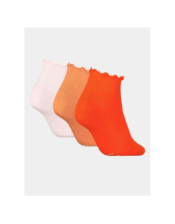 Pack 3 paires de chaussette quarter ruffle orange femme - Puma