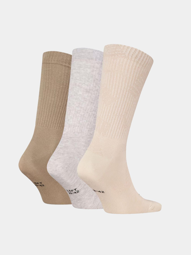 Pack 3 paires de chaussettes logo crew beige gris marron - Puma