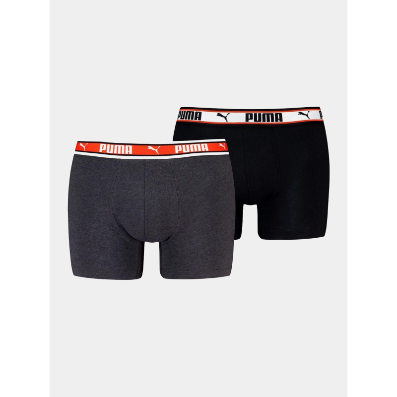 Pack 2 boxers basic logo noir/gris homme - Puma