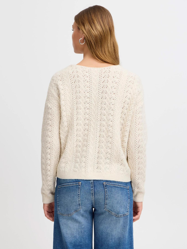 Gilet cardigan ihliyanna blanc femme - Ichi