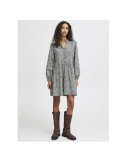 Robe courte ihqwissa imprimé gris femme - Ichi