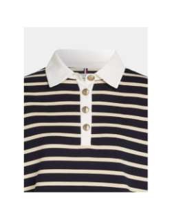 Polo manches longues à rayures beige bleu - Tommy Hilfiger