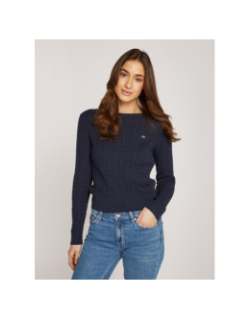 Pull à torsades cable essential bleu marine femme - Tommy Jeans