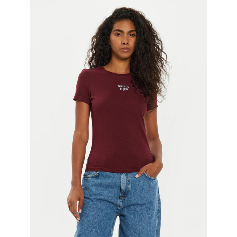 T-shirt slim essential bordeaux femme - Tommy Jeans