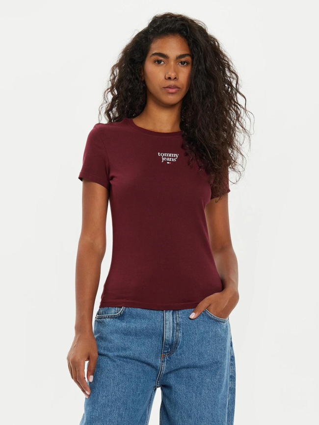 T-shirt slim essential bordeaux femme - Tommy Jeans