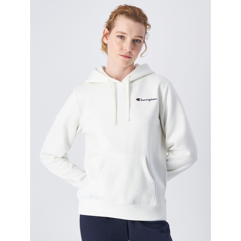 Sweat à capuche logo brodé blanc femme - Champion