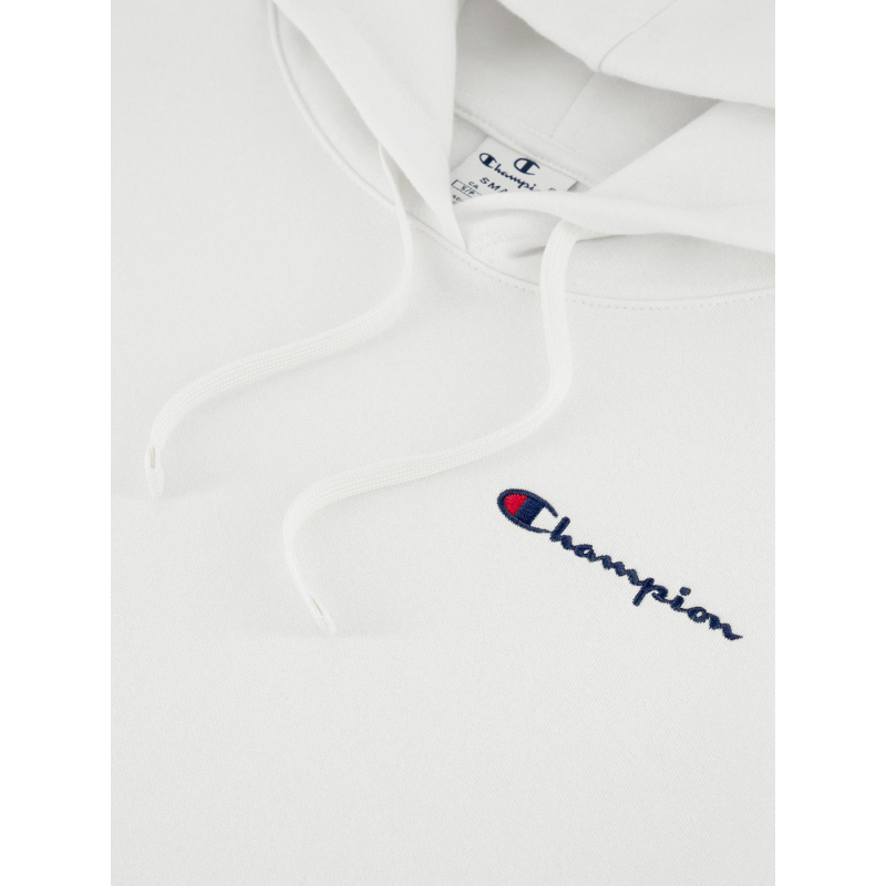 Sweat à capuche logo brodé blanc femme Champion
