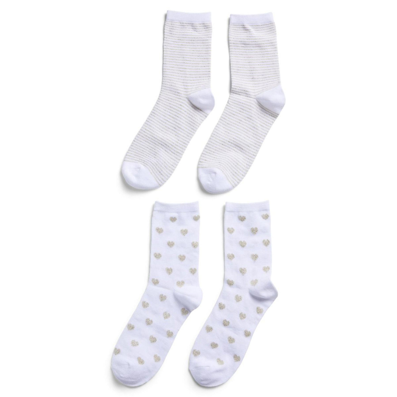 Lot 2 paires de chaussettes nina doré blanc femme - Pieces