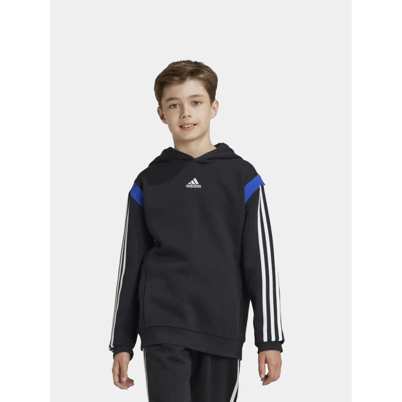 Sweat à capuche colorblock bleu noir garçon - Adidas