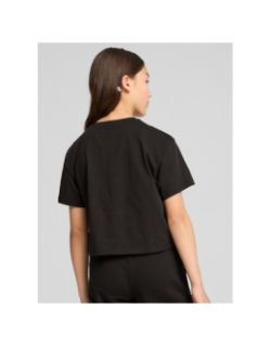 T-shirt crop logo noir rose fille - Puma