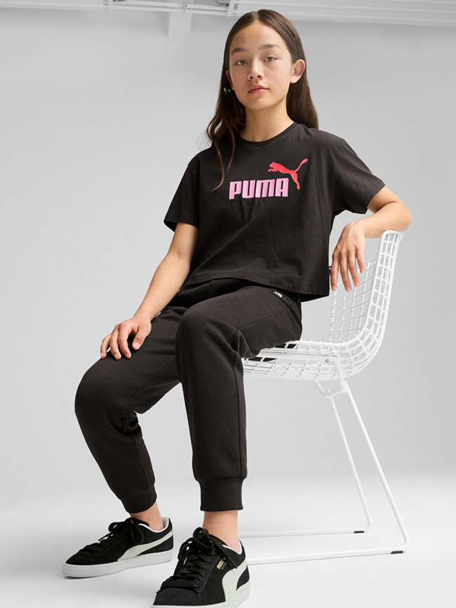 T shirt crop logo noir rose fille Puma Sports Depot