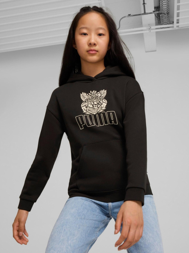 Sweat à capuche ess+ tropi noir fille - Puma