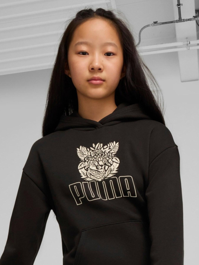 Sweat à capuche ess+ tropi noir fille - Puma