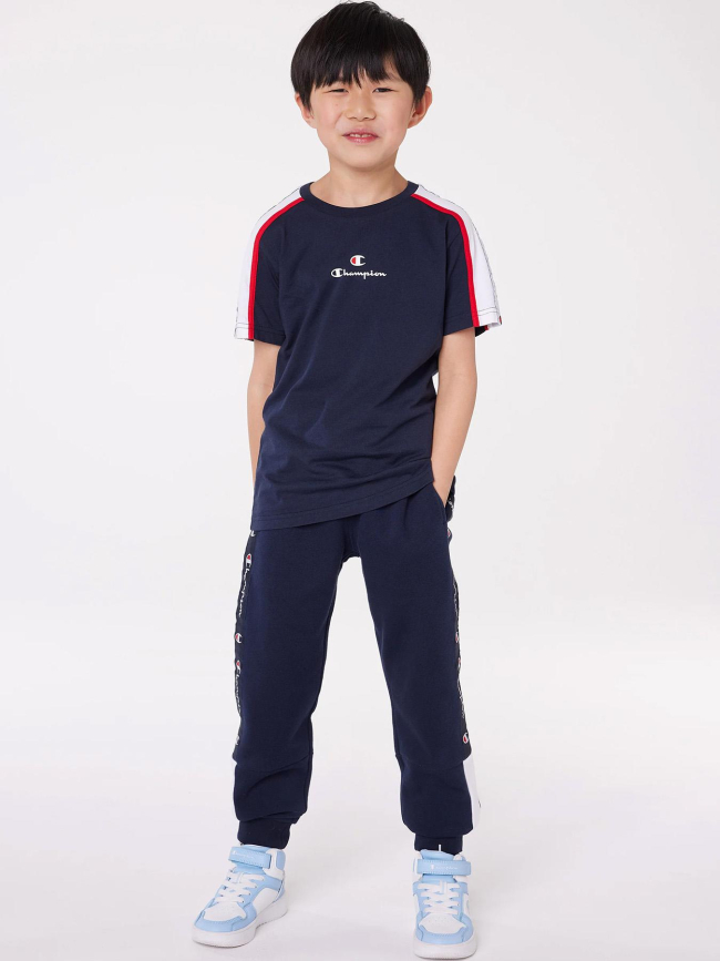 Jogging rib cuff pants logo bleu marine garçon - Champion