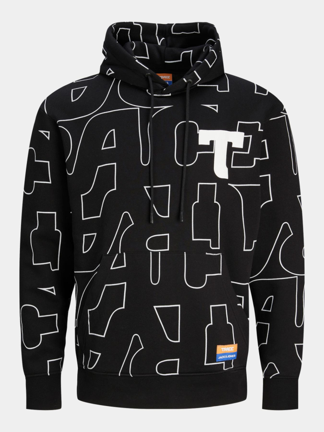 Sweat à capuche trace aop noir homme - Jack & Jones