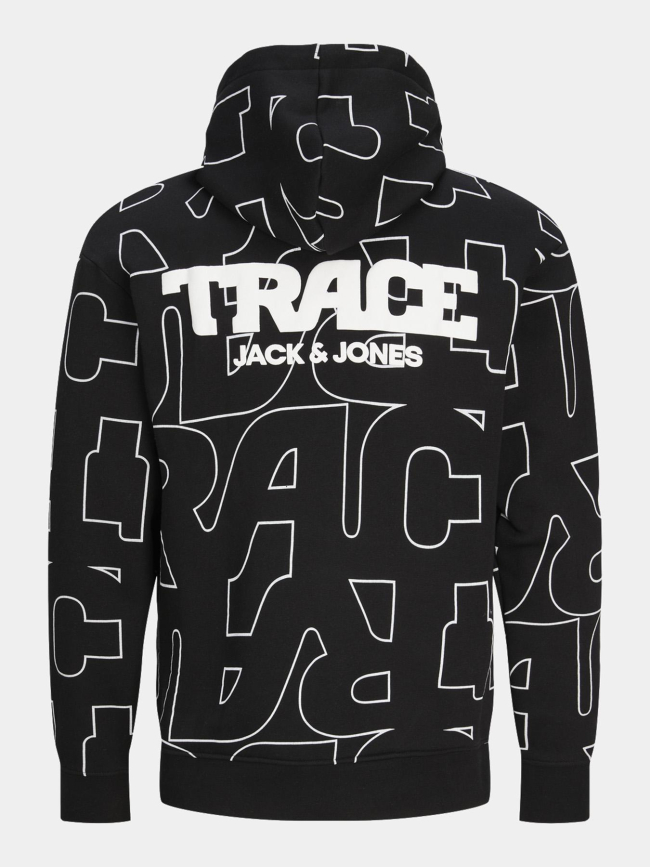 Sweat à capuche trace aop noir homme - Jack & Jones