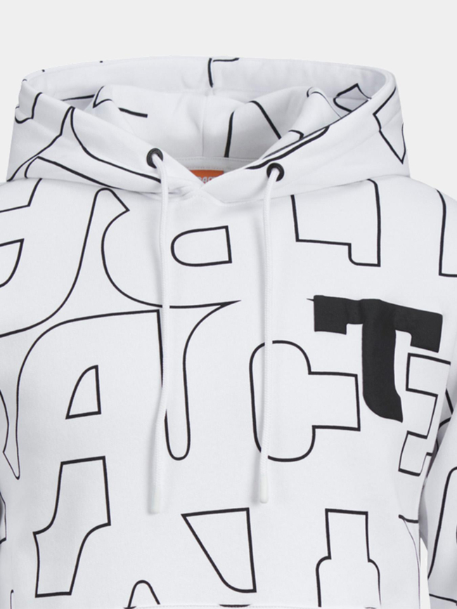 Sweat à capuche trace aop blanc homme - Jack & Jones