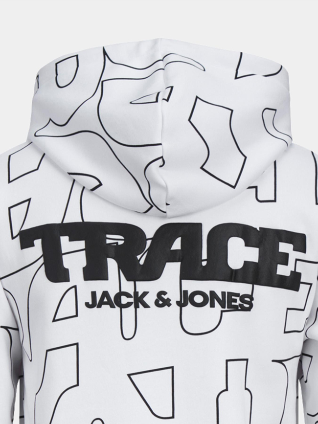 Sweat à capuche trace aop blanc homme - Jack & Jones