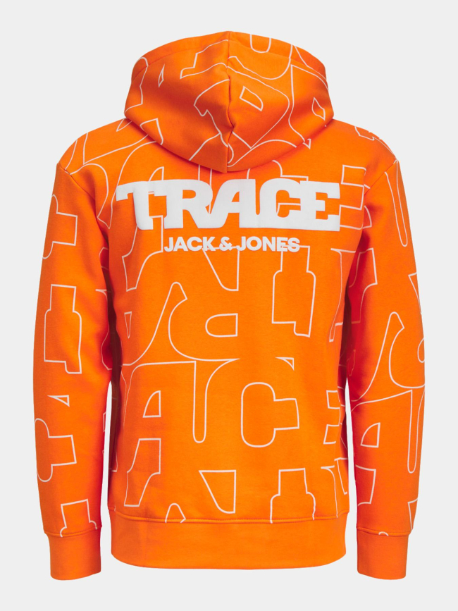 Sweat à capuche trace aop orange homme - Jack & Jones