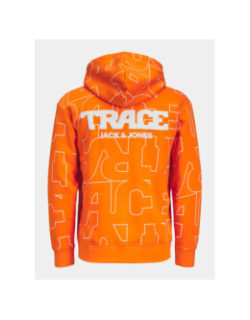 Sweat à capuche trace aop orange homme - Jack & Jones