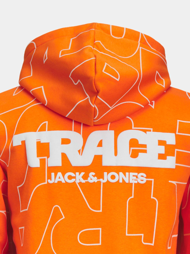 Sweat à capuche trace aop orange homme - Jack & Jones