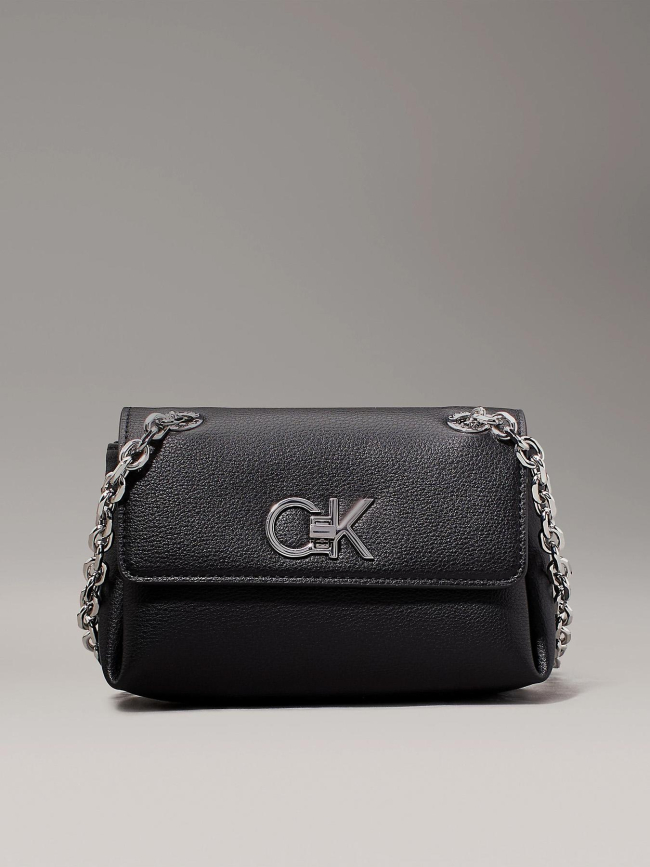 Sac bandoulière re-lock noir femme - Calvin Klein