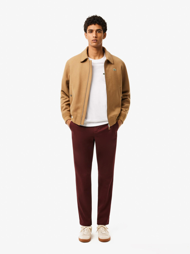 Pantalon chino slim fit coton stretch bordeaux homme - Lacoste