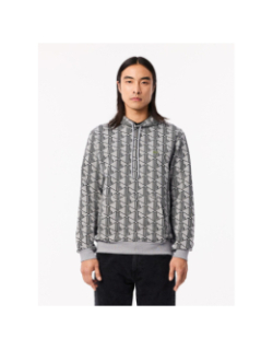 Sweat à capuche monogramme gris homme - Lacoste