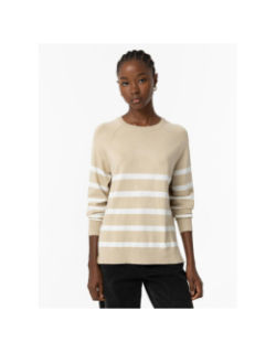 Pull fin rayé théa 2 beige blanc femme - Tiffosi