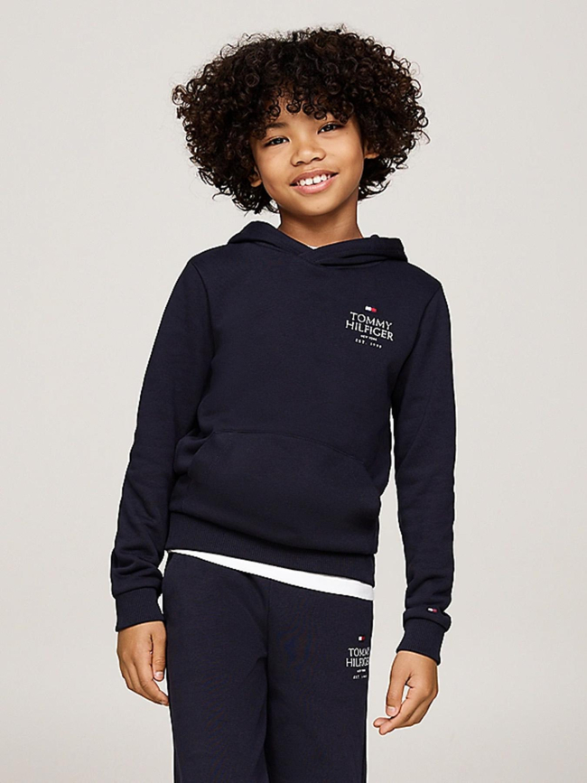 Sweat à capuche logo puff print bleu marine enfant - Tommy Hilfiger