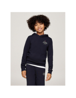 Sweat à capuche logo puff print bleu marine enfant - Tommy Hilfiger