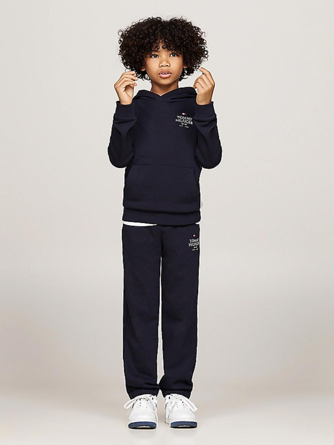 Sweat à capuche logo puff print bleu marine enfant - Tommy Hilfiger