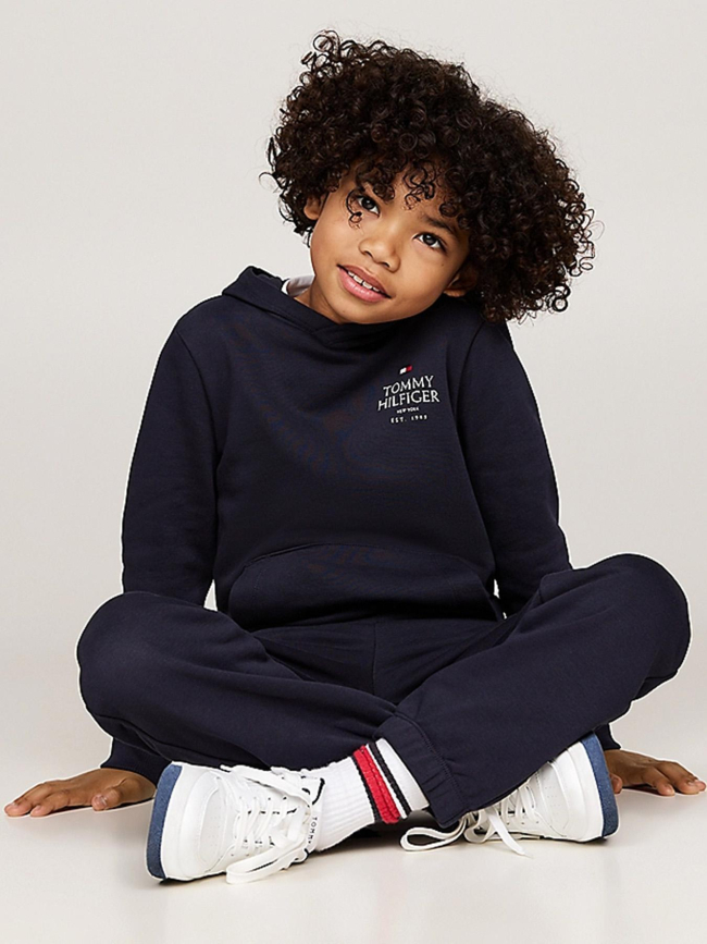 Sweat à capuche logo puff print bleu marine enfant - Tommy Hilfiger