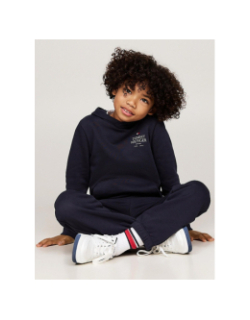 Sweat à capuche logo puff print bleu marine enfant - Tommy Hilfiger