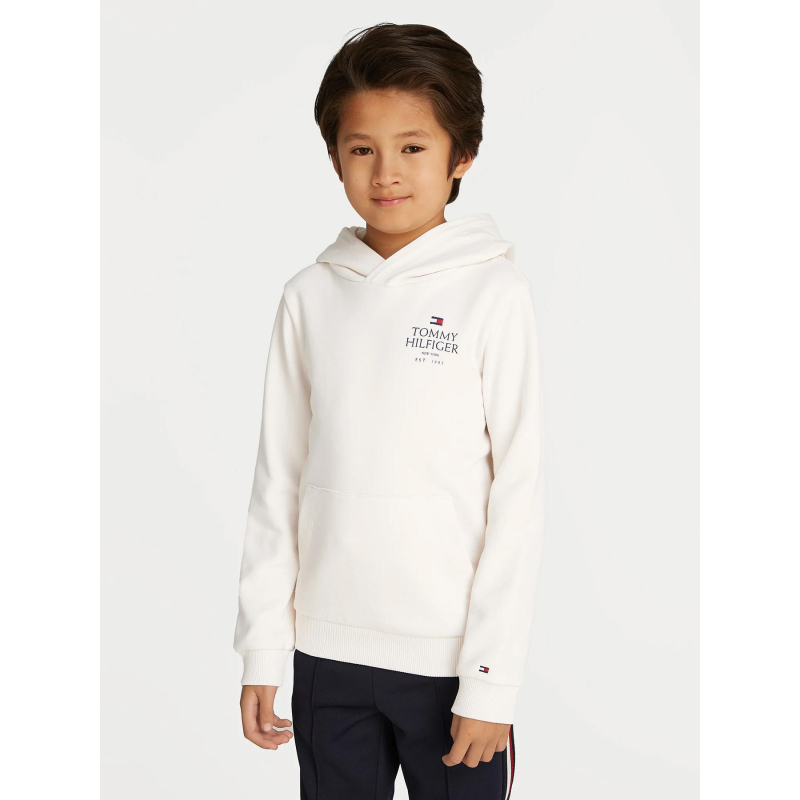 Sweat à capuche logo puff print blanc enfant - Tommy Hilfiger