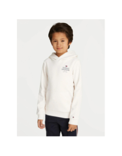 Sweat à capuche logo puff print blanc enfant - Tommy Hilfiger