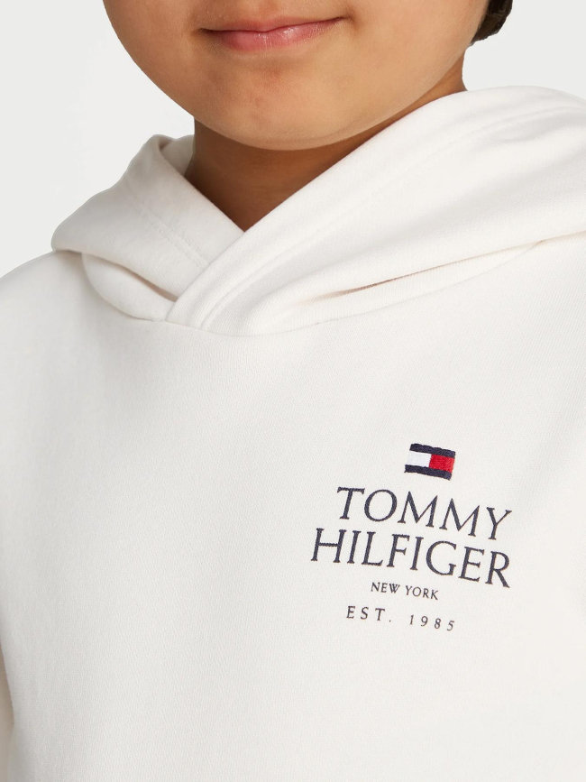 Sweat à capuche logo puff print blanc enfant - Tommy Hilfiger